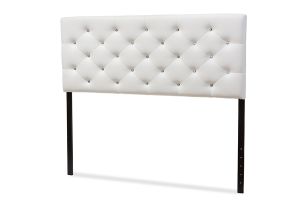 Viviana Modern and Contemporary White Faux Leather Upholstered Button-tufted Queen Size Headboard