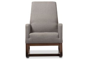 Yashiya Mid-century Retro Modern Grey Fabric Upholstered Rocking Chair and Ottoman Set