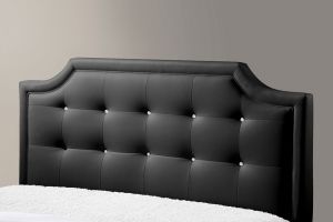 Carlotta Black Modern Bed with Upholstered Headboard - Queen Size