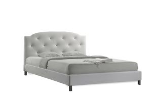 Canterbury White Leather Contemporary Full-Size Bed