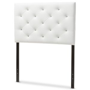 Viviana Modern and Contemporary White Faux Leather Upholstered Button-Tufted Twin Size Headboard 