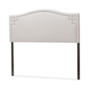 Aubrey Modern and Contemporary Grayish Beige Fabric Upholstered Full Size Headboard