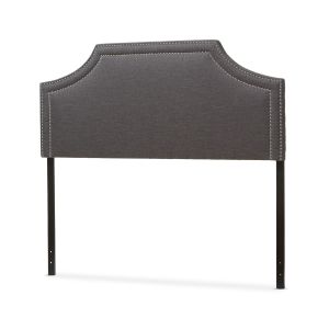 Avignon Modern and Contemporary Dark Grey Fabric Upholstered Queen Size Headboard