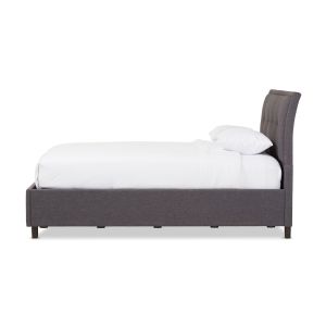 Lea Modern and Contemporary Dark Grey Fabric Queen Size Storage Platform Bed