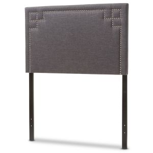 Geneva Modern and Contemporary Dark Grey Fabric Upholstered Twin Size Headboard 