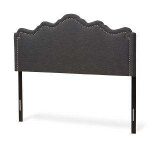 Nadeen Modern and Contemporary Dark Grey Fabric Full Size Headboard