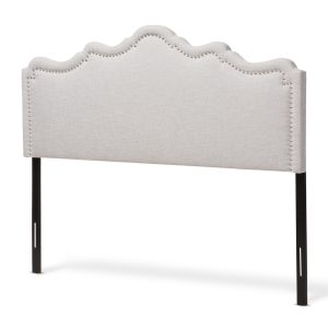 Nadeen Modern and Contemporary Greyish Beige Fabric Queen Size Headboard
