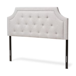 Mars Modern and Contemporary Greyish Beige Fabric King Size Headboard