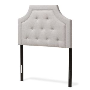 Mars Modern and Contemporary Greyish Beige Fabric Twin Size Headboard