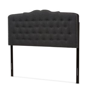 Lucy Modern and Contemporary Dark Grey Fabric King Size Headboard