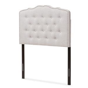 Lucy Modern and Contemporary Greyish Beige Fabric Twin Size Headboard