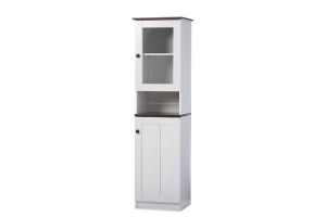 Lauren Modern and Contemporary Two-tone White and Dark Brown Buffet and Hutch Kitchen Cabinet
