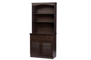 Agni Modern and Contemporary Dark Brown Buffet and Hutch Kitchen Cabinet