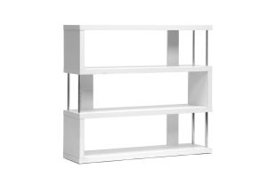 Barnes White Three-Shelf Modern Bookcase 