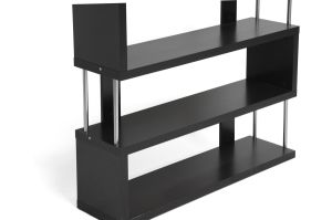 Barnes Dark Brown Three-Shelf Modern Bookcase 