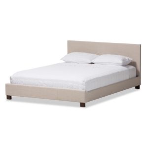 Elizabeth Modern and Contemporary Beige Fabric Upholstered Panel-Stitched Queen Size Platform Bed