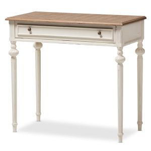 Marquetterie French Provincial Weathered Oak and Whitewash Writing Desk