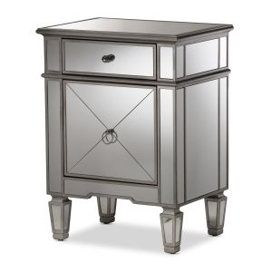 Claudia Hollywood Regency Glamour Style Mirrored Nightstand