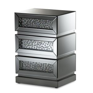 Sabrina Hollywood Regency Glamour Style Mirrored 3-Drawer Nightstand