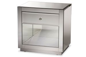 Rochadh Modern and Contemporary Hollywood Glamour Style 1-drawer and 1-shelf Nightstand and Bedside Table