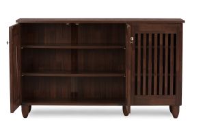 Fernanda Modern and Contemporary 3-Door Oak Brown Wooden Entryway Shoes Storage Wide Cabinet