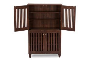 Fernanda Modern and Contemporary 4-Door Oak Brown Wooden Entryway Shoes Storage Tall Cabinet