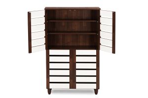 Gisela Oak and White 2-tone Shoe Cabinet With 4 Door