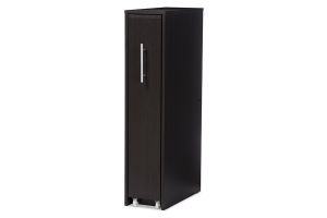 Lindo Dark Brown Wood Bookcase with One Pulled-out Door Shelving Cabinet