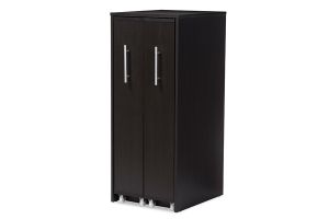 Lindo Dark Brown Wood Bookcase with Two Pulled-out Doors Shelving Cabinet