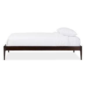 Bentley Mid-Century Modern Cappuccino Finishing Solid Wood Queen Size Bed Frame 
