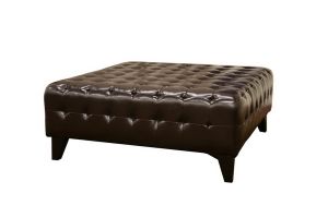 Pemberly Dark Brown Bonded Leather Square Ottoman 