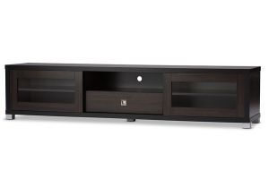 Beasley 70-Inch Dark Brown TV Cabinet with 2 Sliding Doors and Drawer
