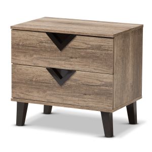 Swanson Modern and Contemporary Light Brown Wood 2-Drawer Nightstand