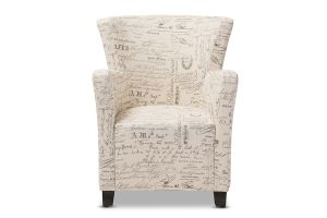 Benson French Script Patterned Fabric Club Chair and Ottoman Set