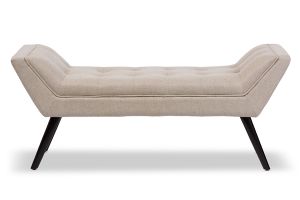 Tamblin Mid-century Modern Retro Beige Linen Fabric Upholstered Grid-Tufting 50-Inch Bench