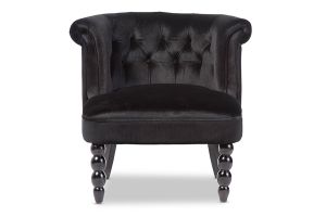 Flax Victorian Style Contemporary Black Velvet Fabric Upholstered Vanity Accent Chair
