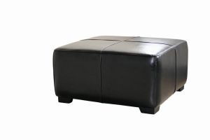 Black Faux Leather Square Ottoman Footstool 