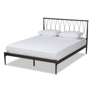 Nano Modern and Contemporary Black Finished Metal Full Size Platform Bed