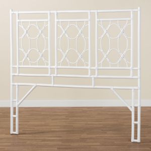 Sampson Bohemian White Rattan Queen Size Standalone Headboard