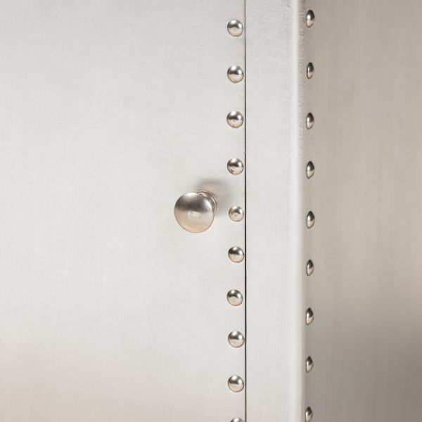 Serge French Industrial Silver Metal 1-Door Accent Storage Cabinet
