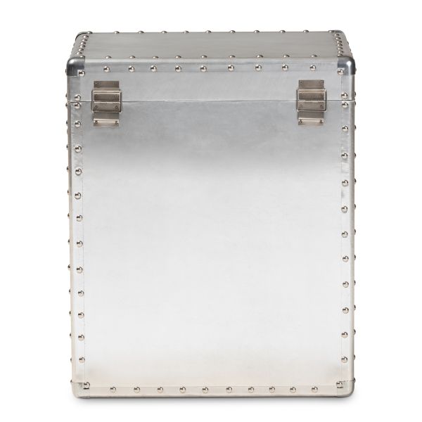 Serge French Industrial Silver Metal 2-Drawer Accent Storage Cabinet