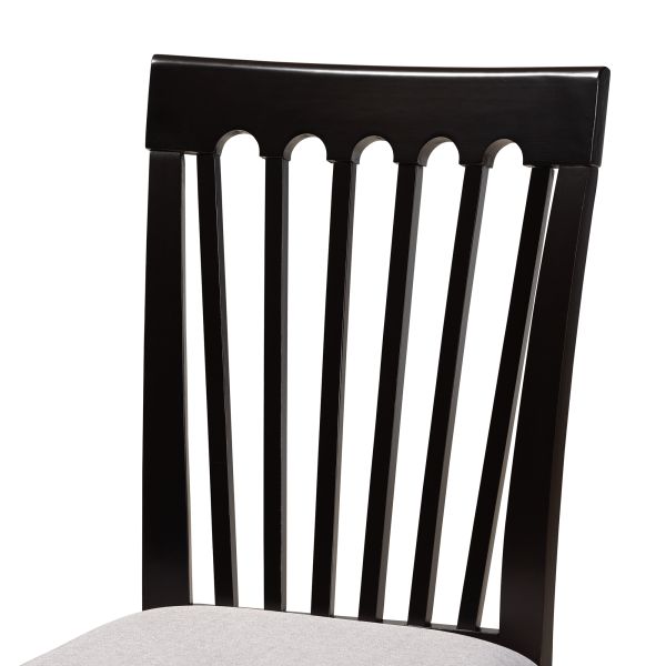 Lore Modern and Contemporary Grey Fabric Upholstered and Dark Brown Finished Wood 7-Piece Dining Set