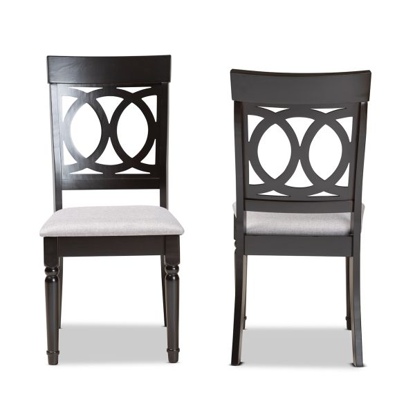 Lucie Modern and Contemporary Grey Fabric Upholstered and Espresso Brown Finished Wood 2-Piece Dining Chair Set