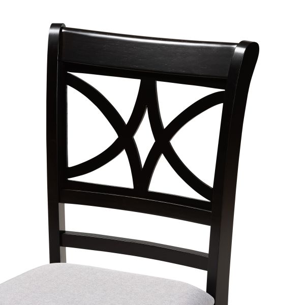 Clarke Modern and Contemporary Grey Fabric Upholstered and Espresso Brown Finished Wood 4-Piece Dining Chair Set