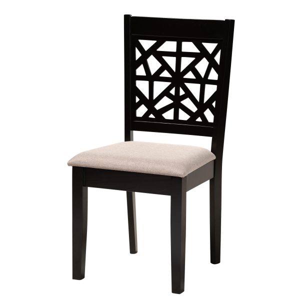 Lena Modern Beige Fabric and Dark Brown Finished Wood 5-Piece Dining Set