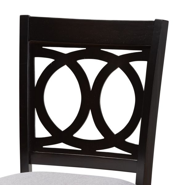 Carson Modern and Contemporary Grey Fabric Upholstered and Espresso Brown Finished Wood 2-Piece Bar Stool Set