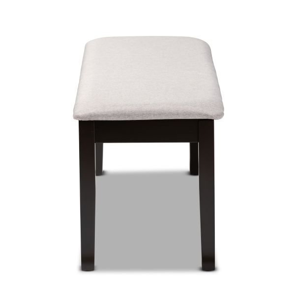 Teresa Modern and Contemporary Transitional Grey Fabric Upholstered and Dark Brown Finished Wood Dining Bench