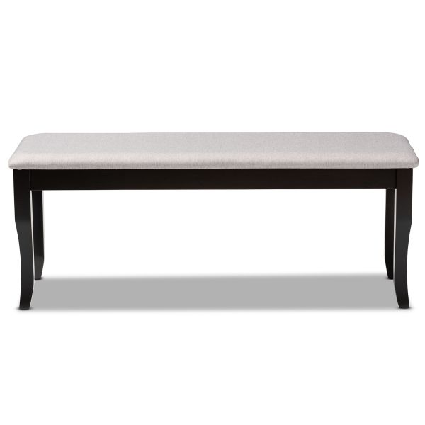 Cornelie Modern and Contemporary Transitional Grey Fabric Upholstered and Dark Brown Finished Wood Dining Bench