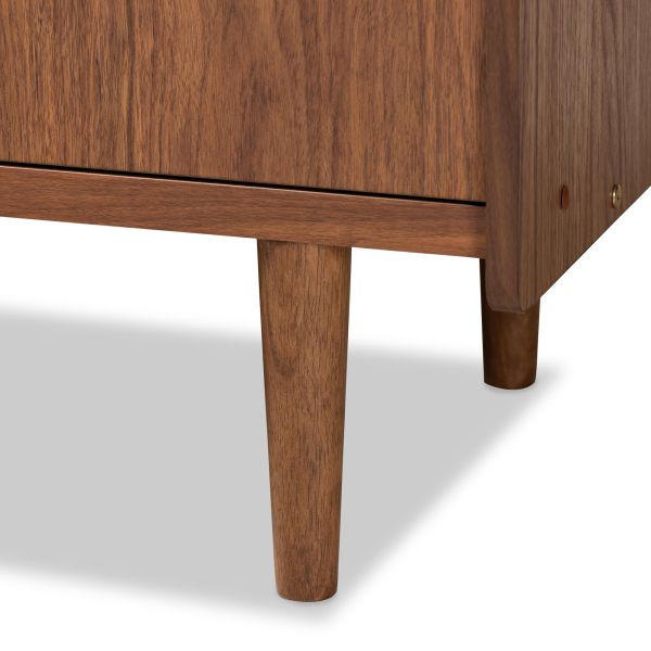 Halden Mid-Century Modern Multicolor Walnut Brown and Grey Gradient Finished Wood 2-Door Dining Room Sideboard Buffet
