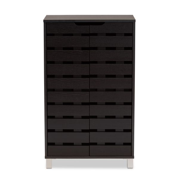 Ernest Modern and Contemporary Dark Brown Finished Wood 2-Door Shoe Storage Cabinet